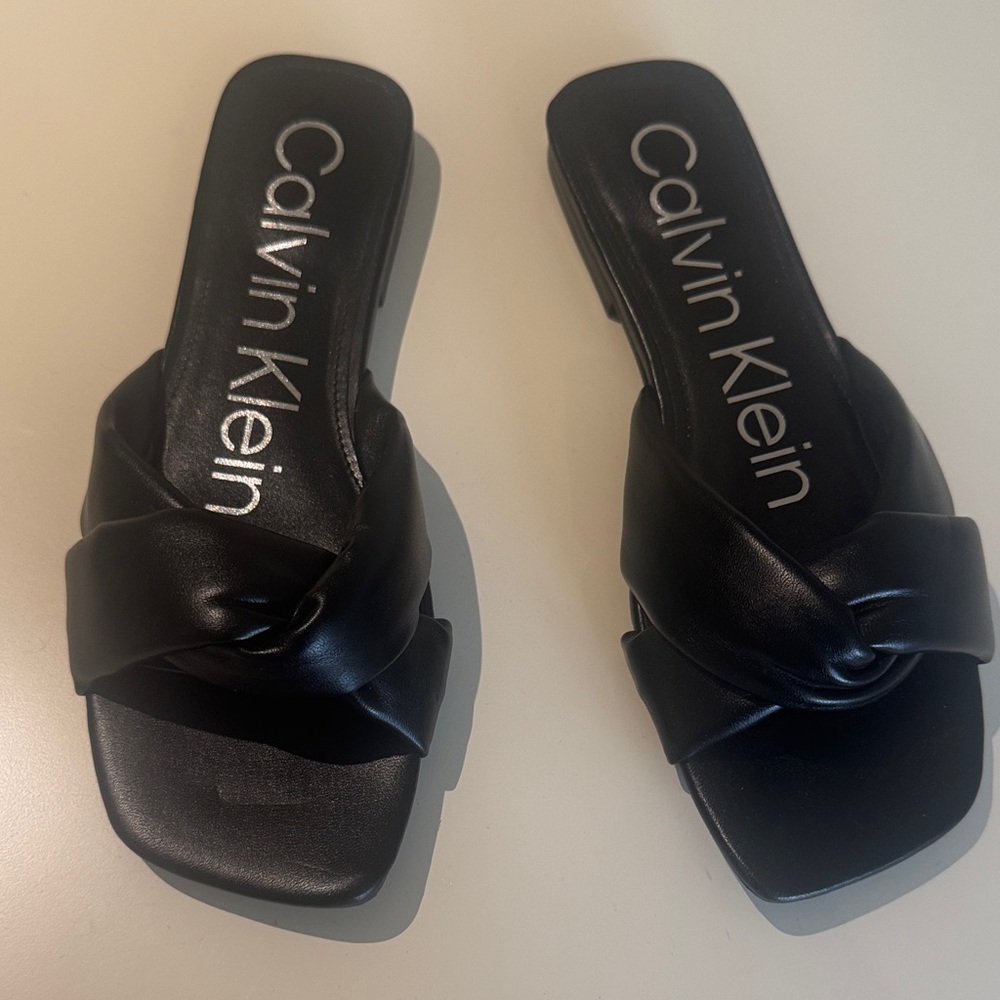 Calvin Klein Black Knotted Slide Sandals